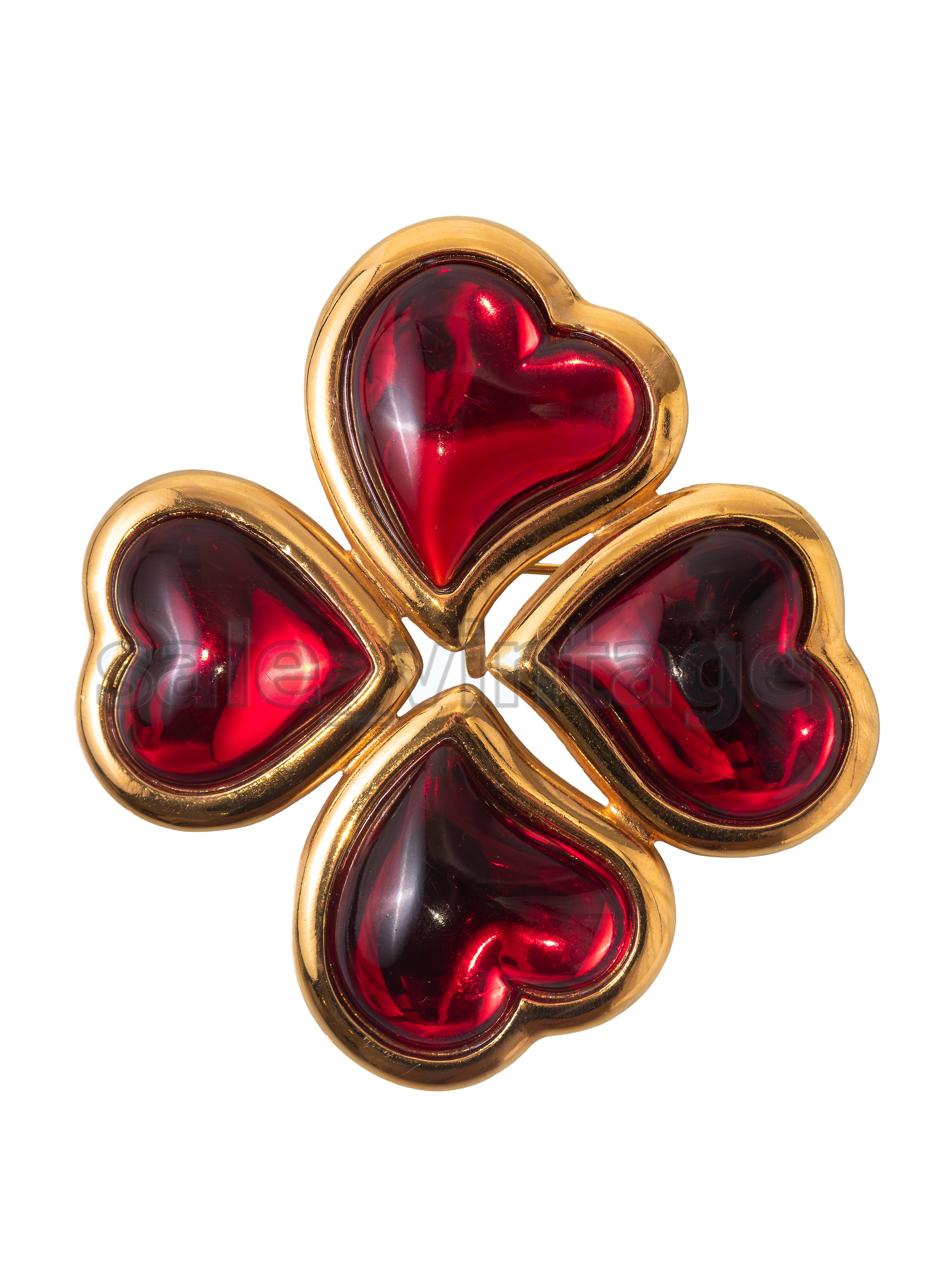 Брошь Yves Saint Laurent 4 сердца