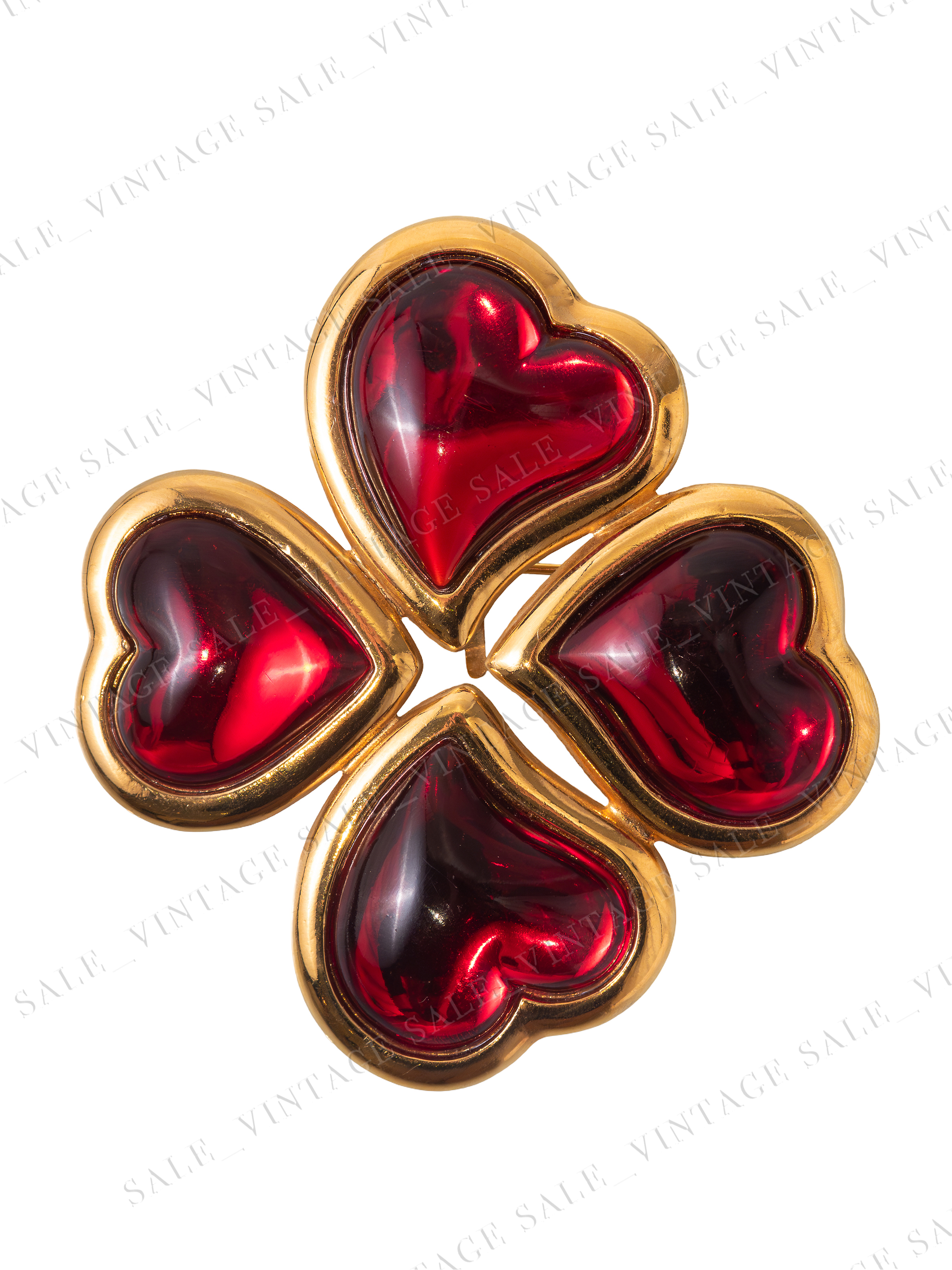 Брошь Yves Saint Laurent 4 сердца