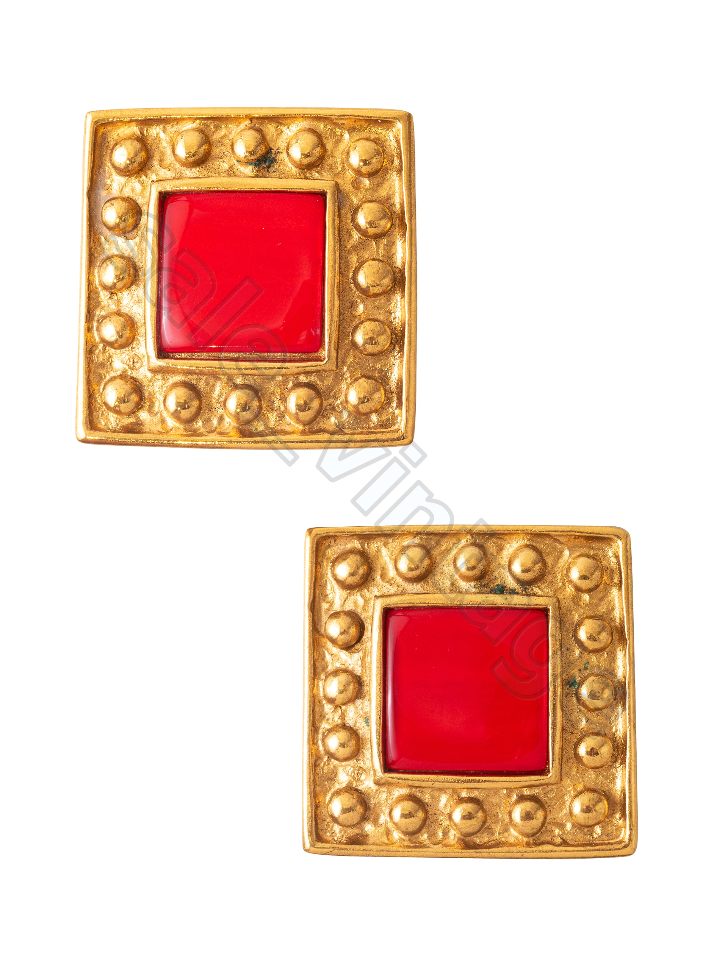 YSL клипсы квадратики с красной сердцевиной