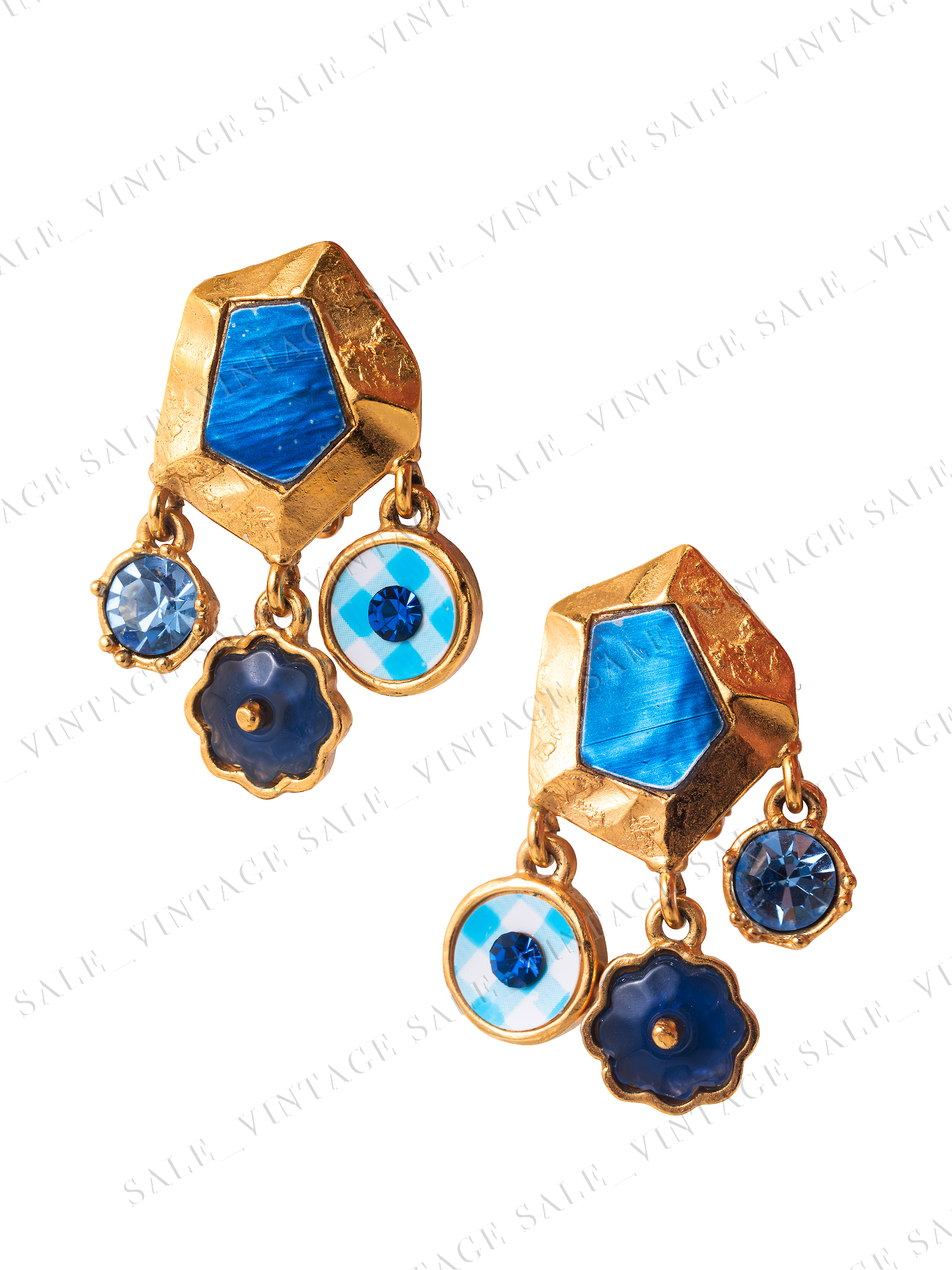 Christian Lacroix голубые клипсы с эмалью